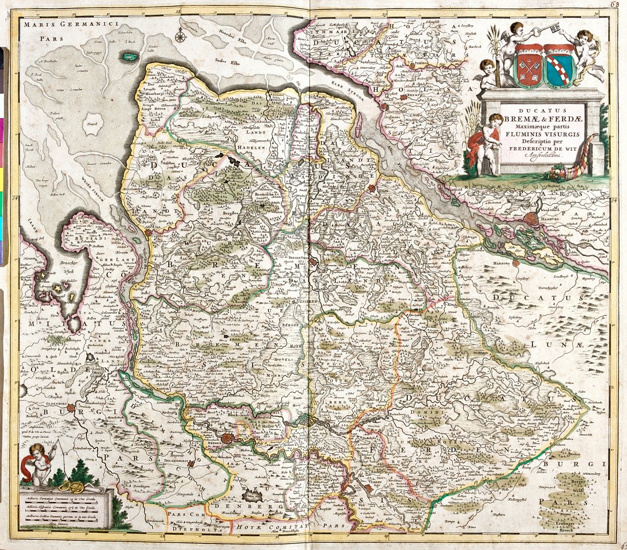 Kaart van het Hertogdom Bremen en Verden (Duitsland) door Frederick de Wit