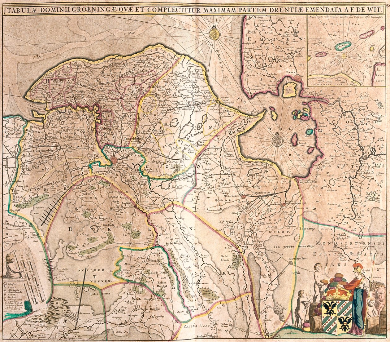 Kaart van de provincie Groningen (Nederland) door Frederick de Wit