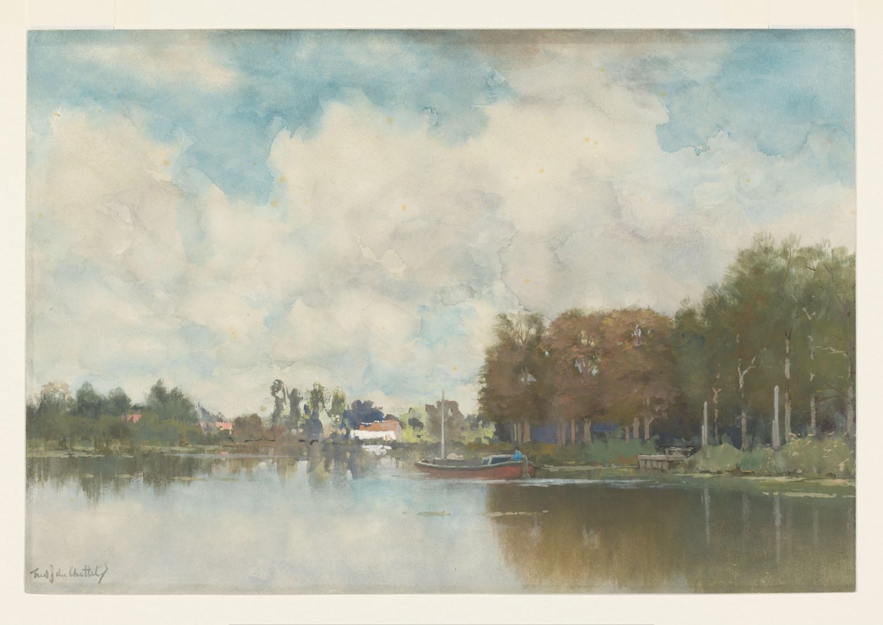 Hollandse Vaart door Fredericus Jacobus van Rossum du Chattel (signed by artist)