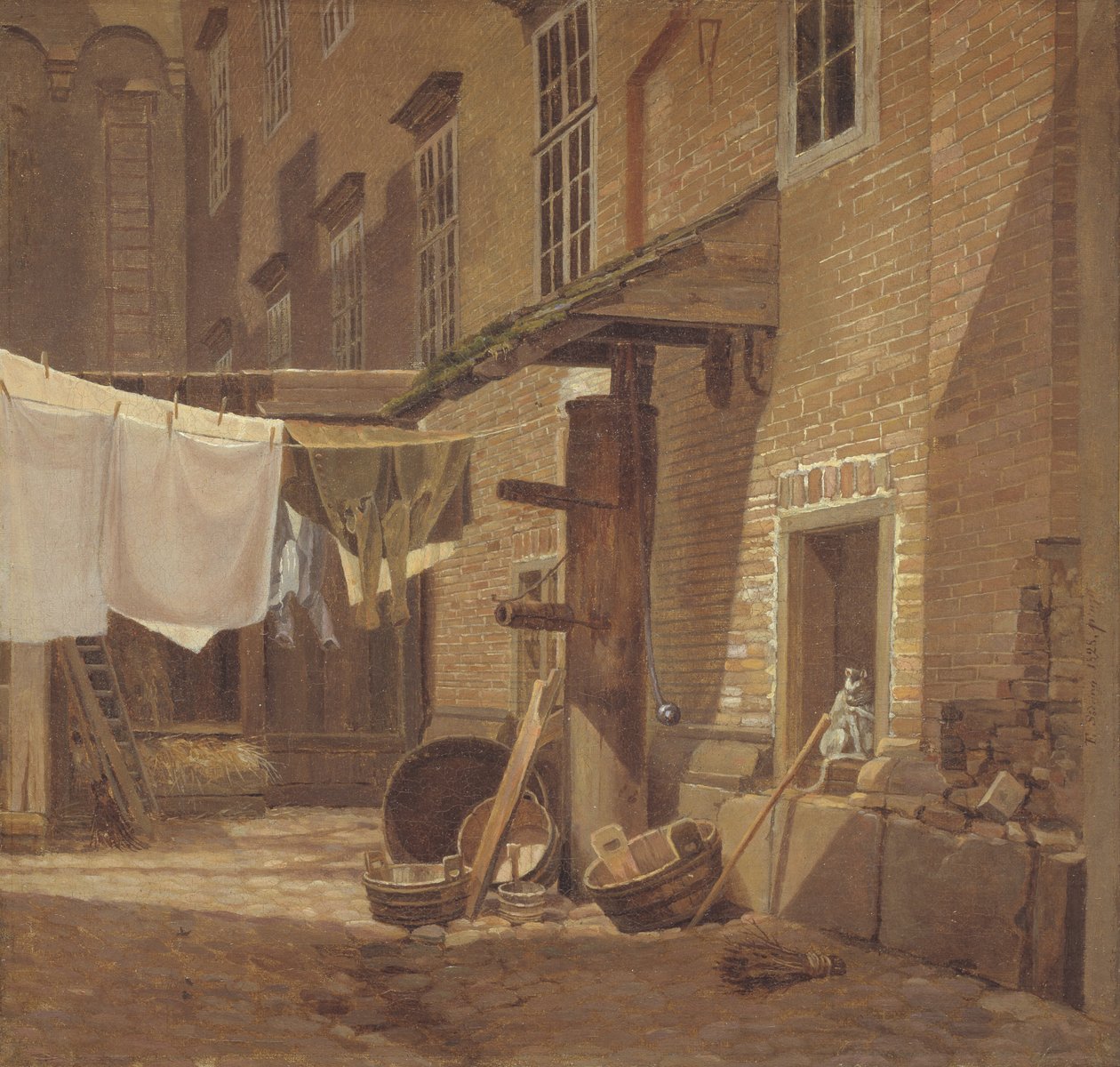 De achtertuin van Charlottenborg Paleis door Frederik Hansen Sodring