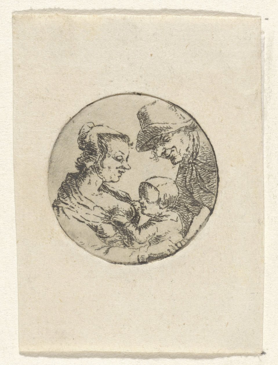 Man en vrouw met kind door Frederik Hendrik Weissenbruch