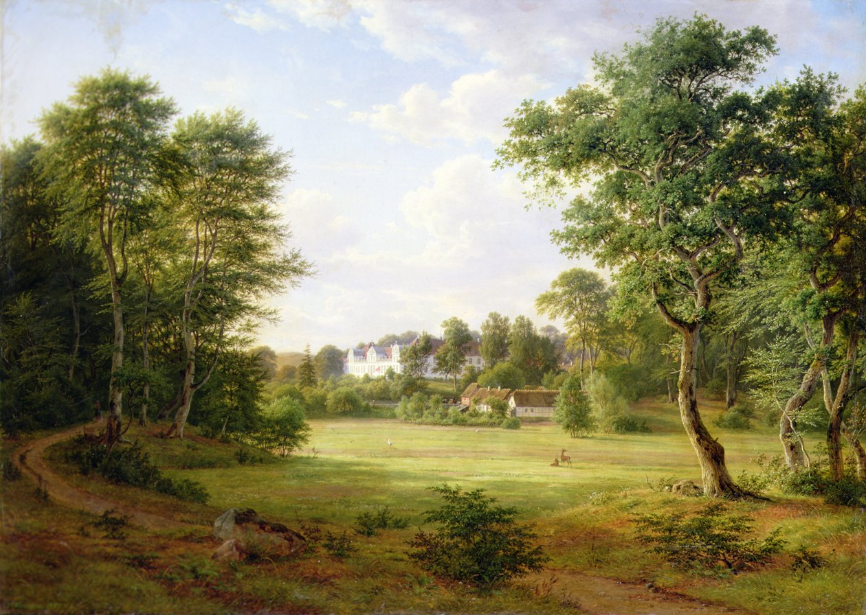 Deens landschap met een klein kasteel door Frederik Kiaerskou