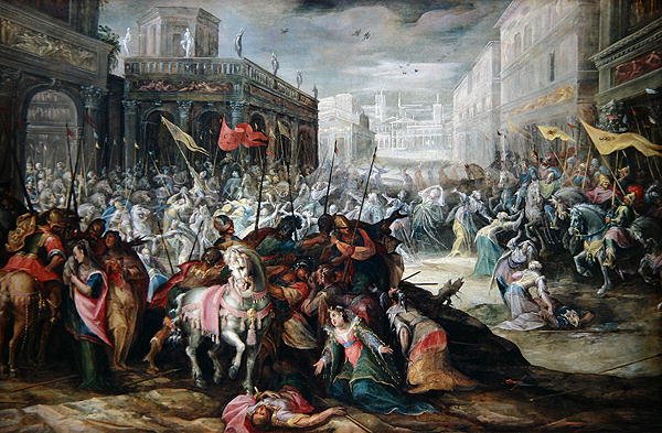 De Verzoening tussen de Romeinen en de Sabijnen door Frederik Valckenborch