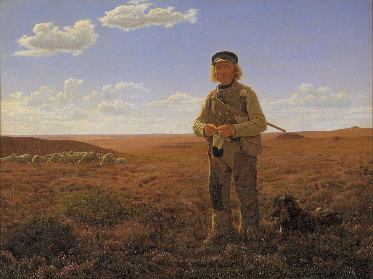 Een Jutlandse herder op de heide door Frederik Vermehren