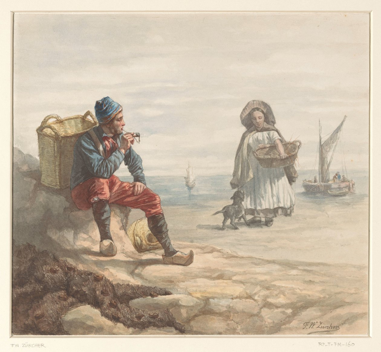 Vissers op het Strand door Frederik Willem Zürcher