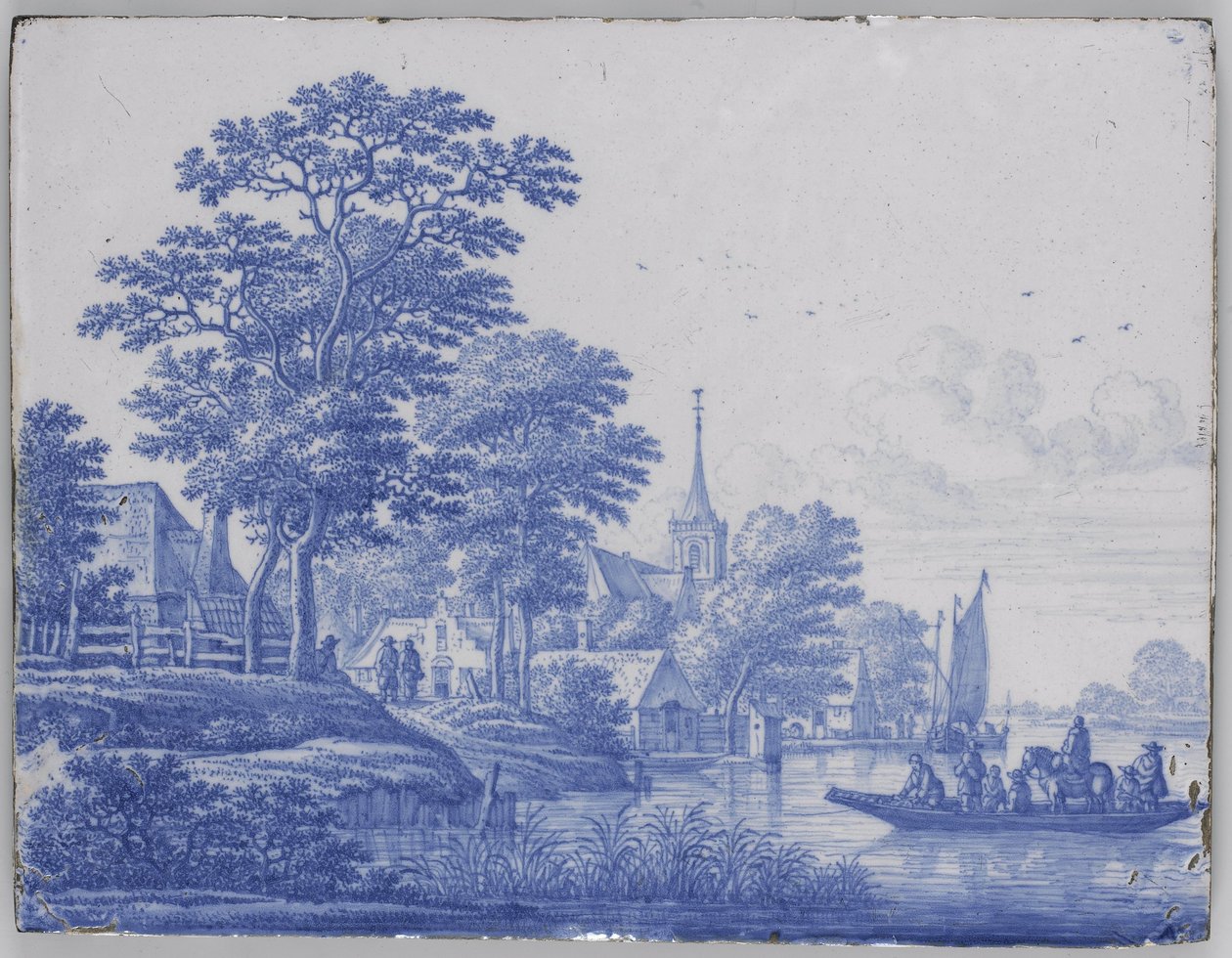 Rechthoekige plaque met rivierlandschap door Frederik van Frytom (attributed to)