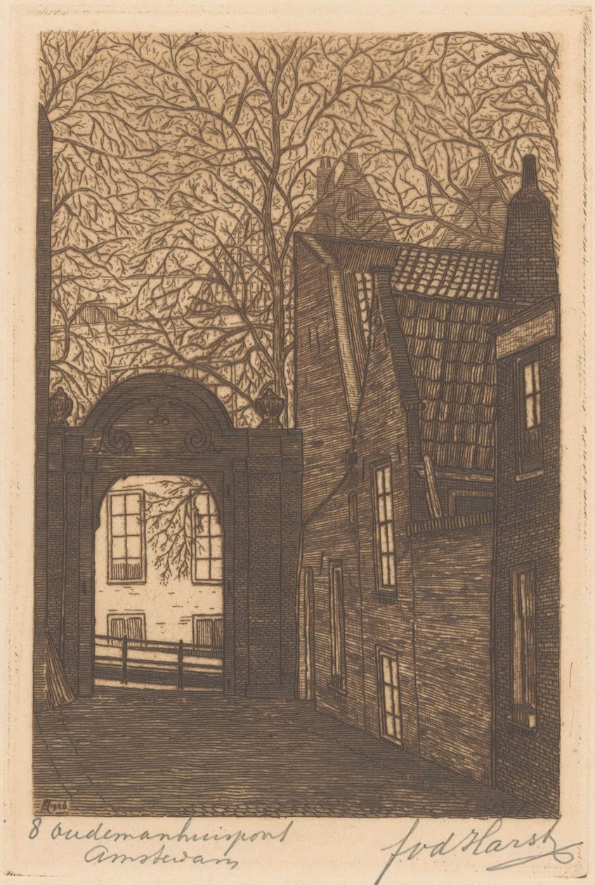 Oudemanhuispoort in Amsterdam door Frederik van der Harst (signed by artist)