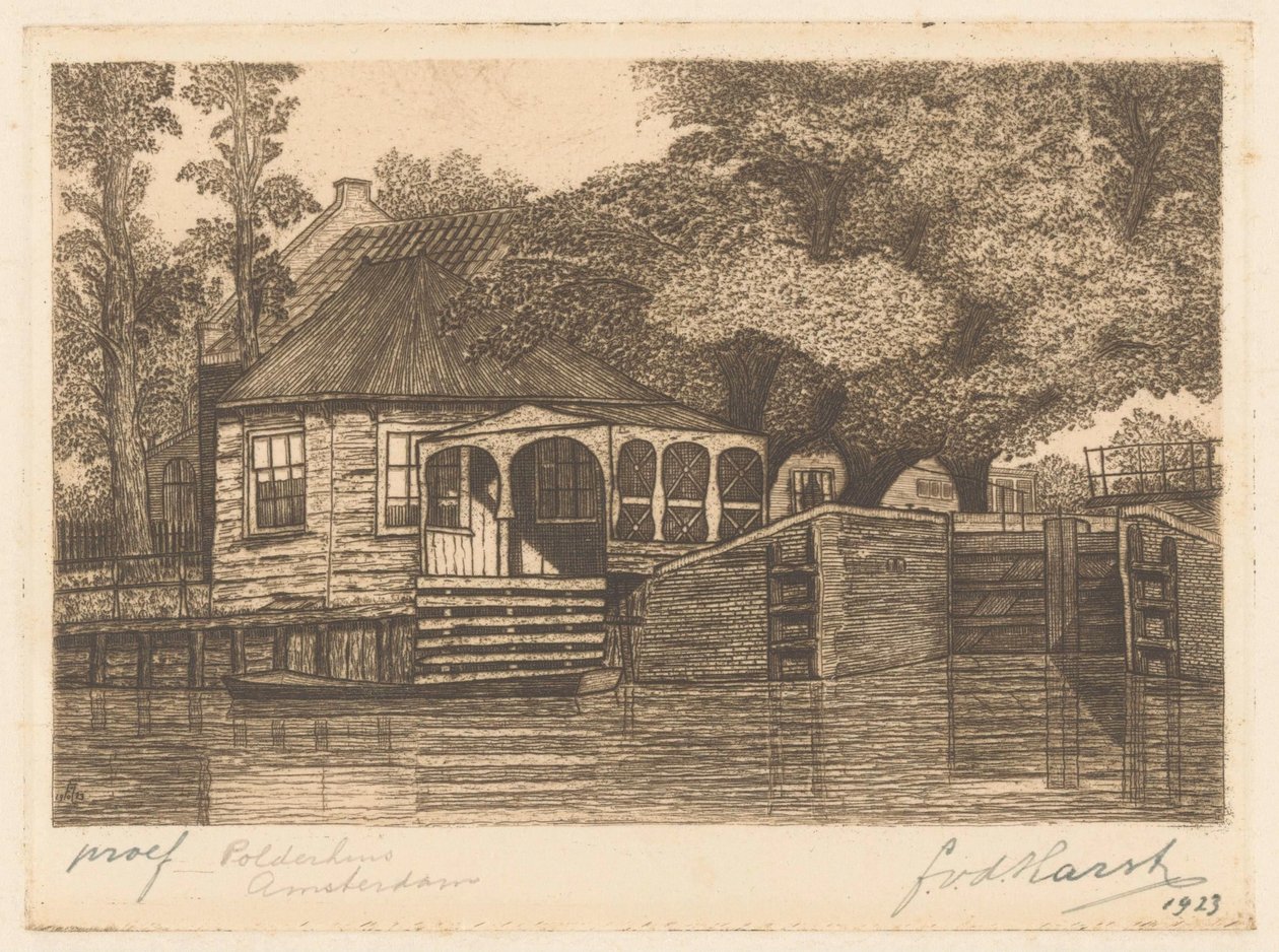 Polderhuis door Frederik van der Harst (signed by artist)