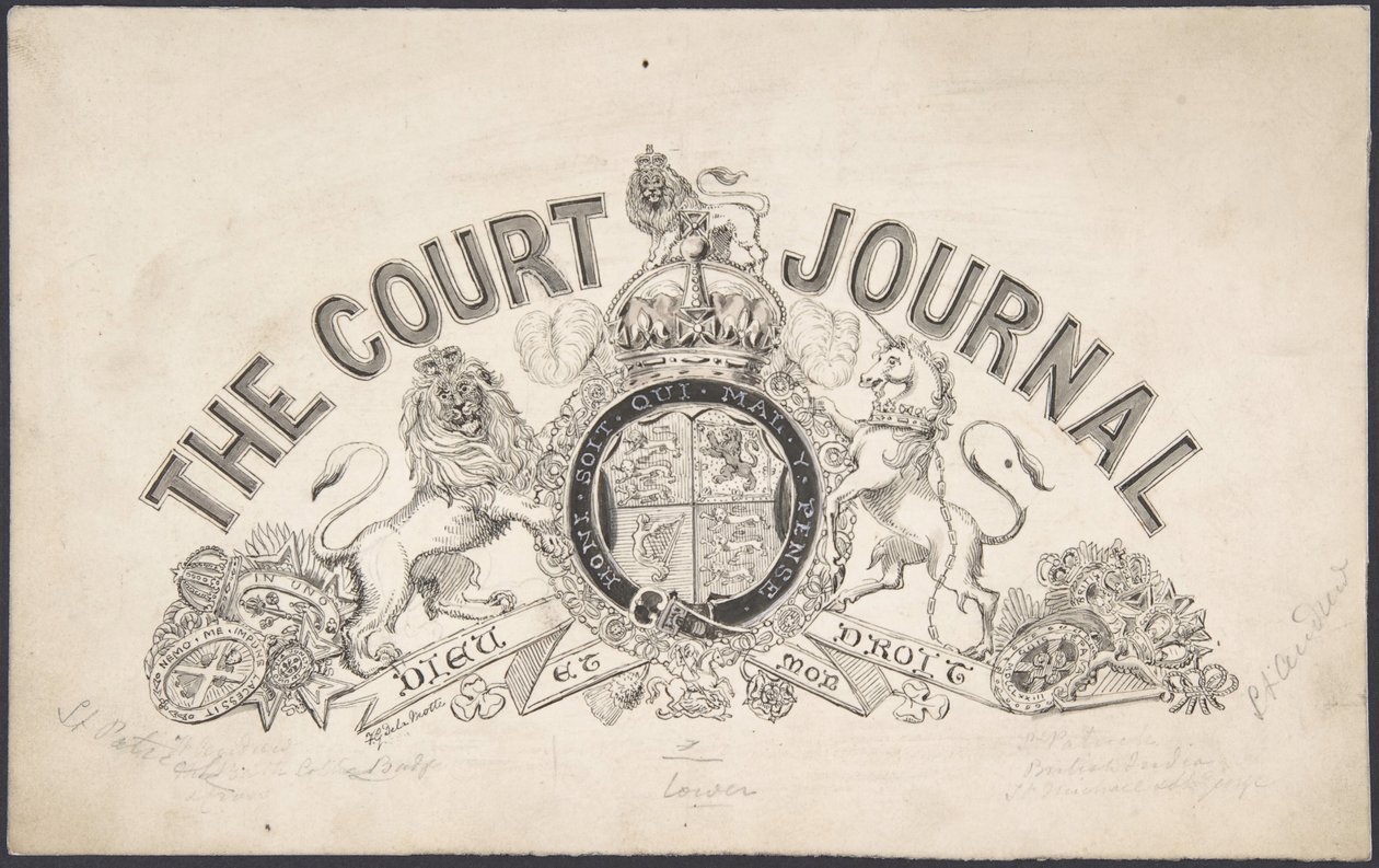 Titelpagina ontwerp voor The Court Journal, 1830-62 door Freeman Gage Delamotte