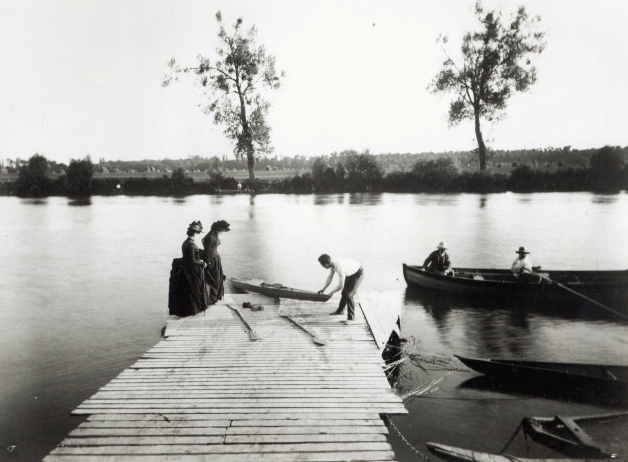 Boottocht in de omgeving van Ile-de-France, ca. 1880 door French Photographer