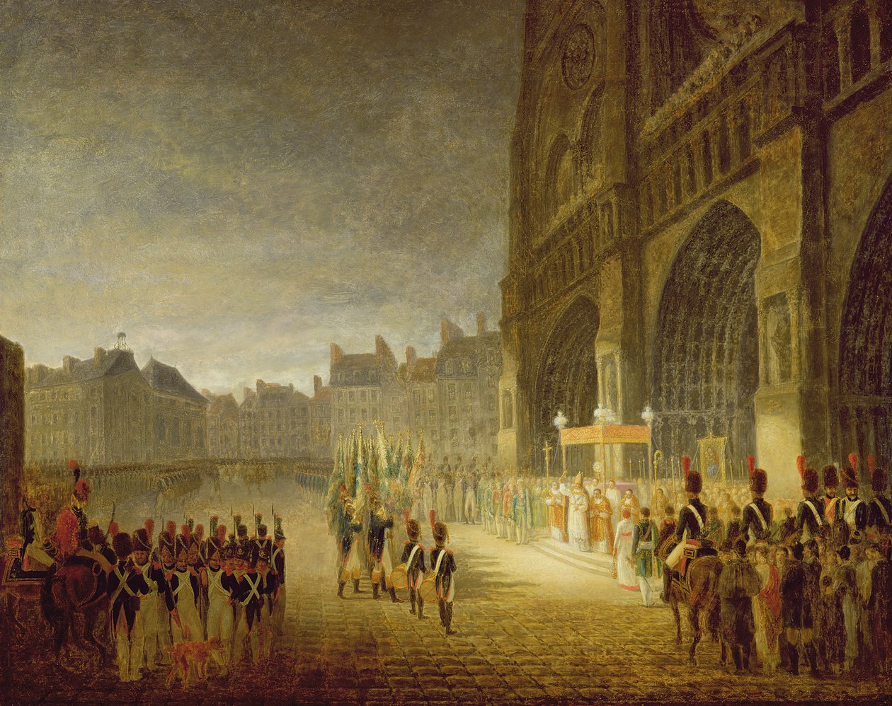 Zegening van de Vlaggen voor de Notre-Dame in 1804 door French School
