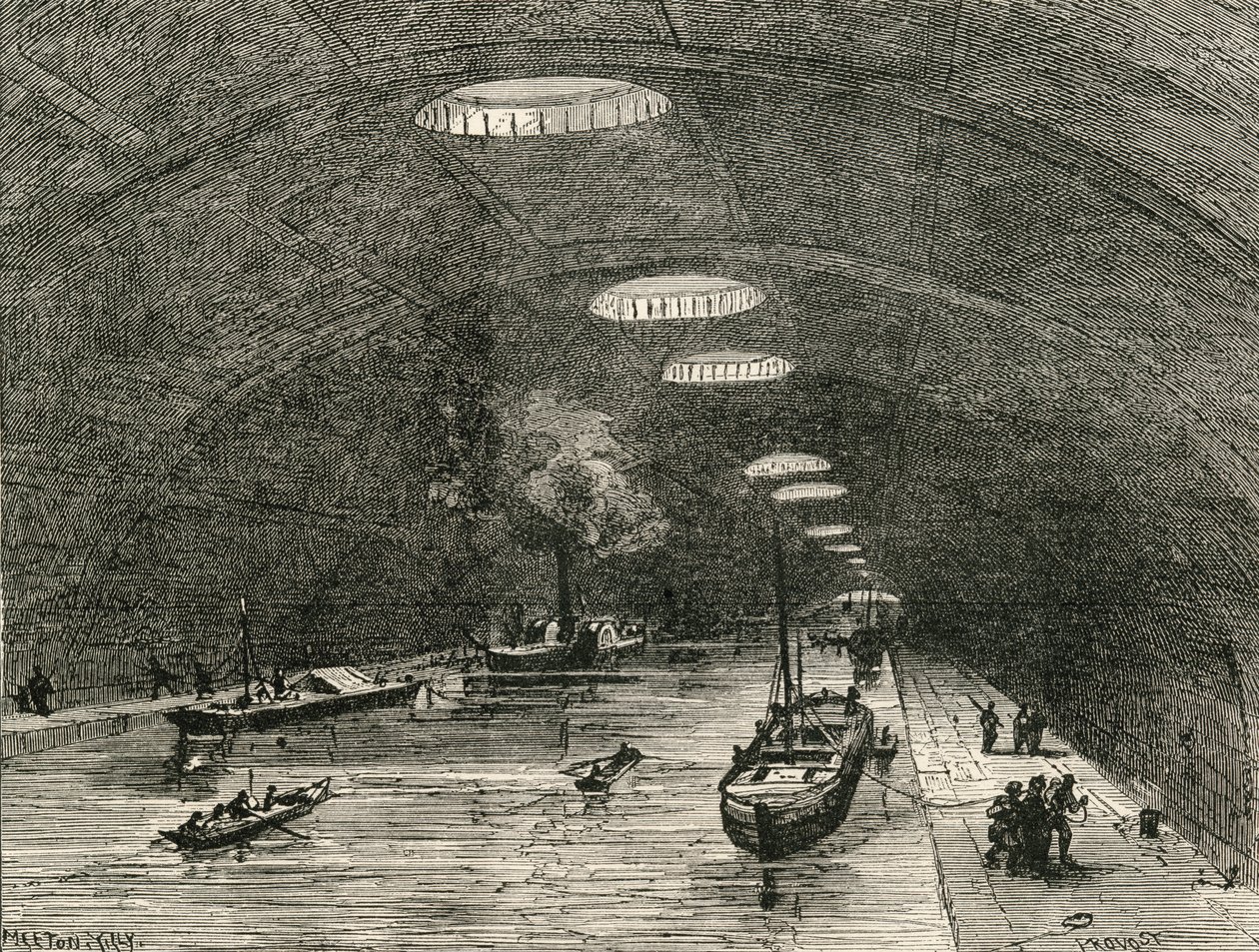 Canal Saint Martin, Parijs, onder het oostelijke deel van de stad, uit 