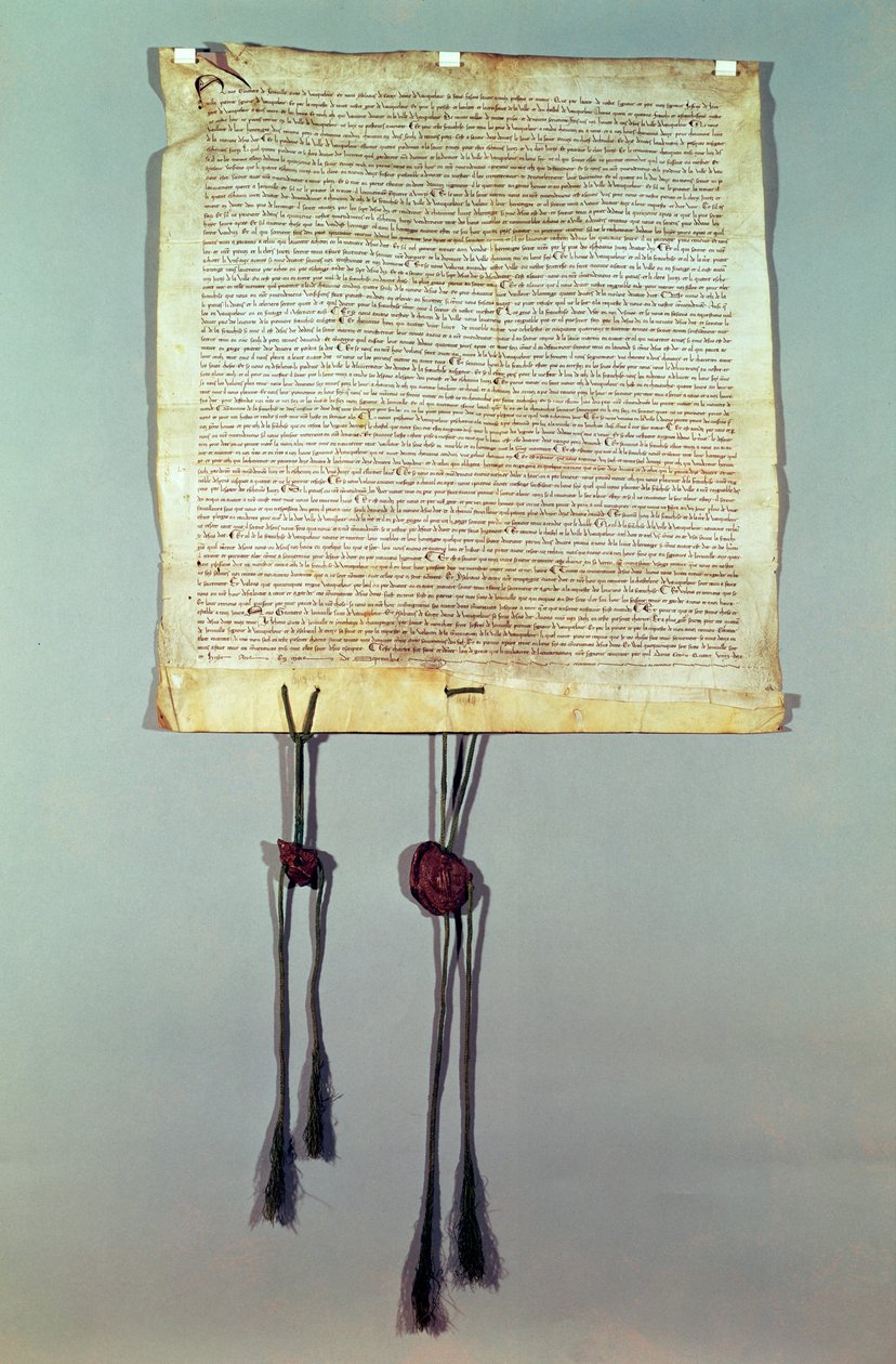 Charte de Franchise de la Ville de Vaucouleurs, verleend door Gauthier de Joinville, bevestigd door zijn oom, Jean de Joinville, september 1298 door French School