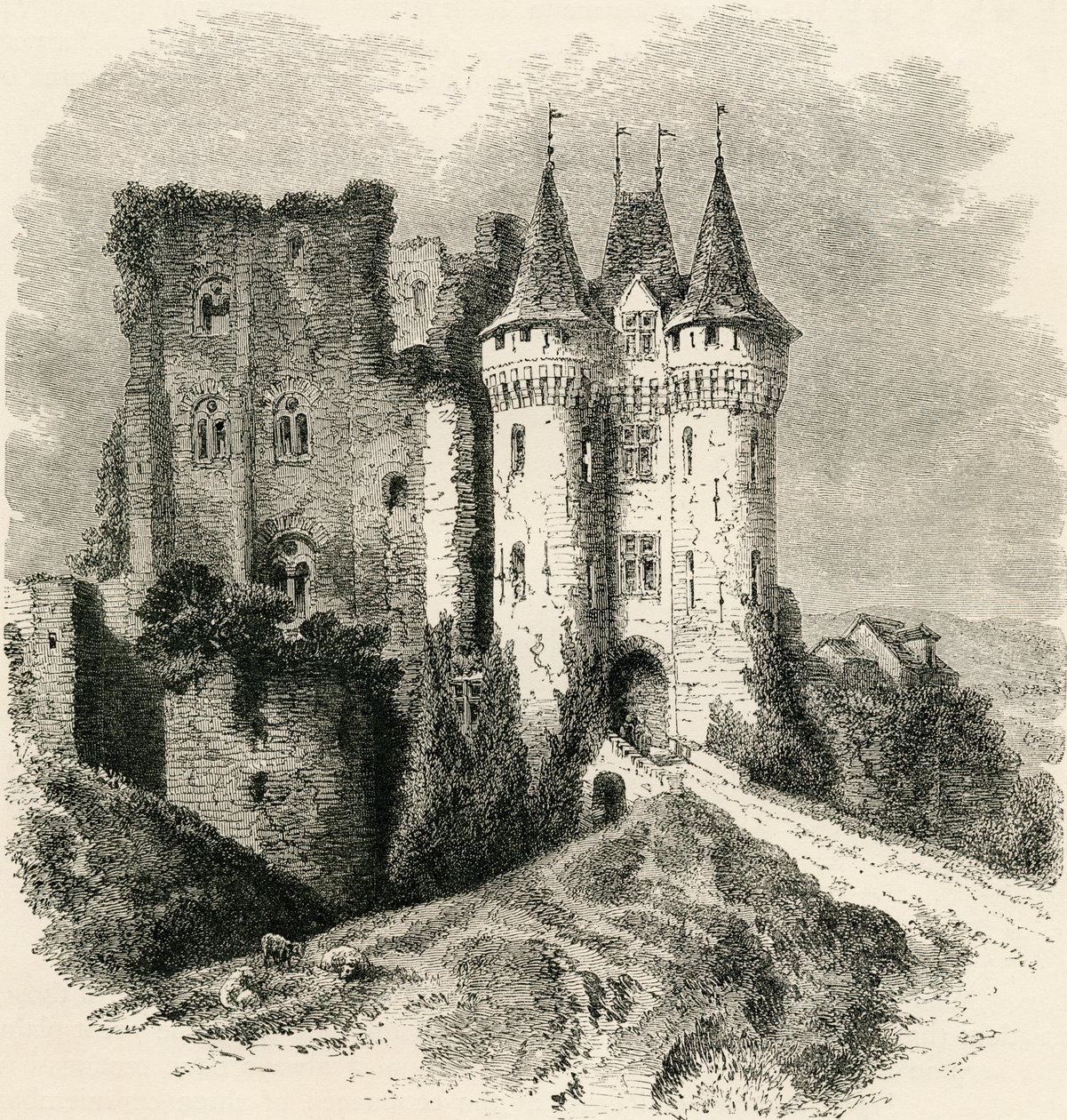 Chateau Saint-Jean in Nogent-le-Rotrou, Frankrijk, in de 19e eeuw, uit 