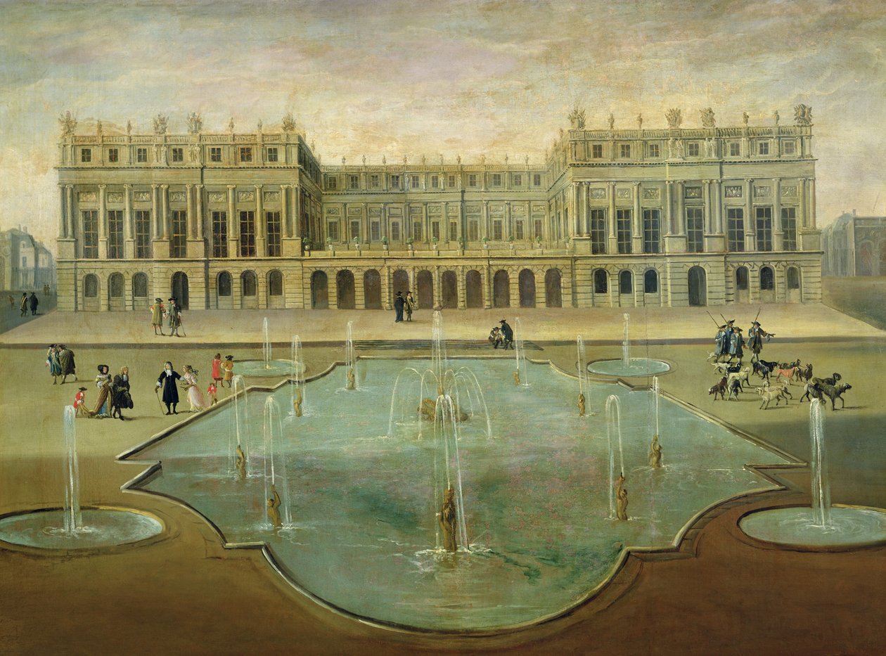 Kasteel van Versailles vanaf de tuinzijde door French School