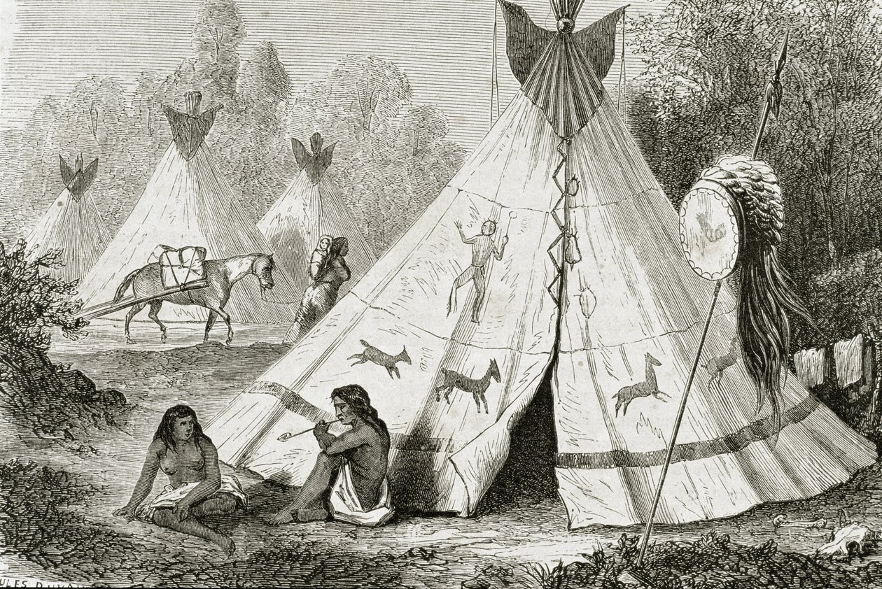 Comanche Indianenkamp in de jaren 1850, uit 