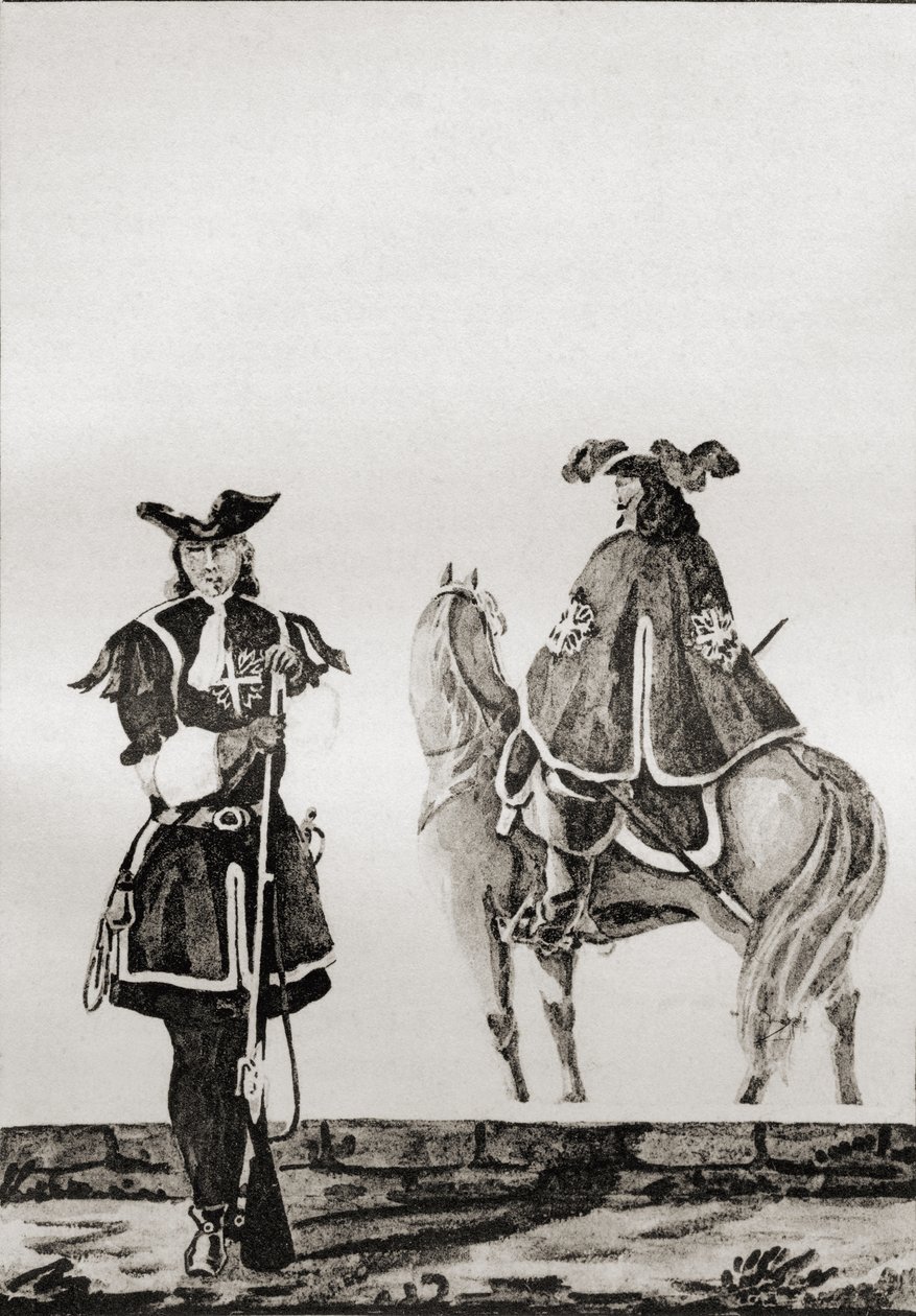 Gezelschap van musketiers van koning Lodewijk XIV, uit 