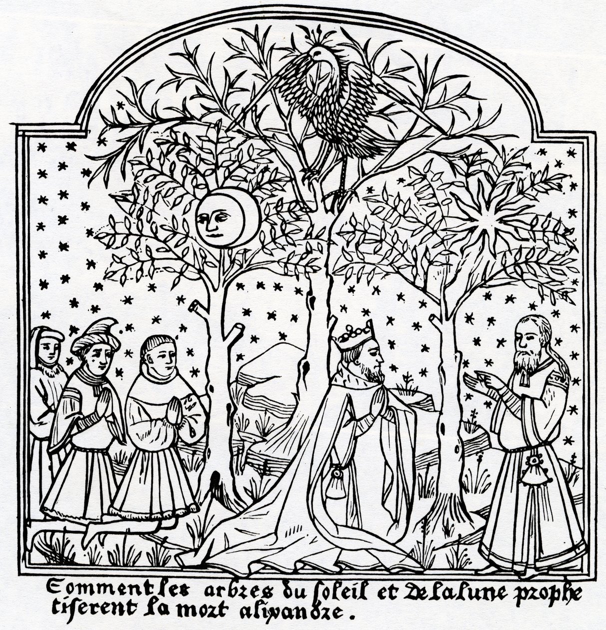 Kopie van illustratie van de Orakelbomen van de Zon en de Maan uit 