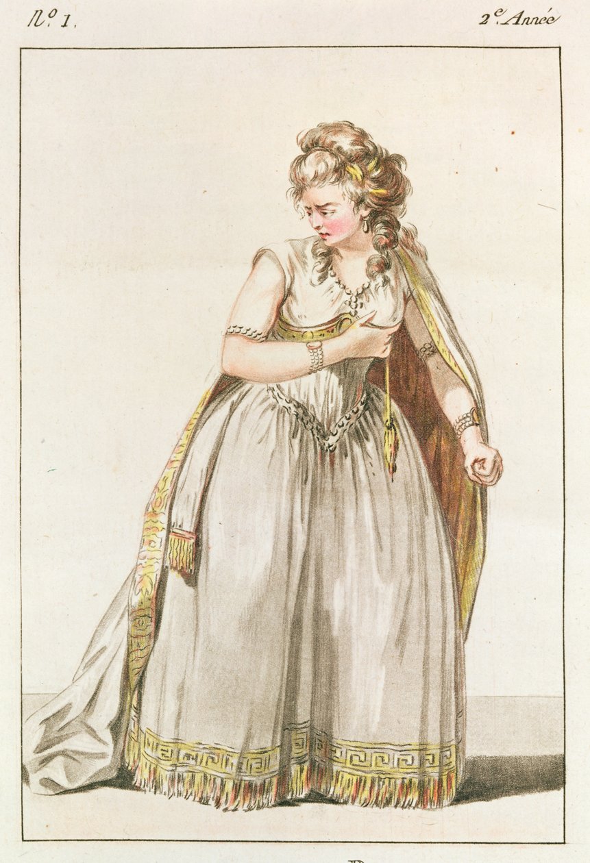 Kostuum van Madame Vestris in de rol van Pauline in Polyeucte, Act IV, 1786 door French School