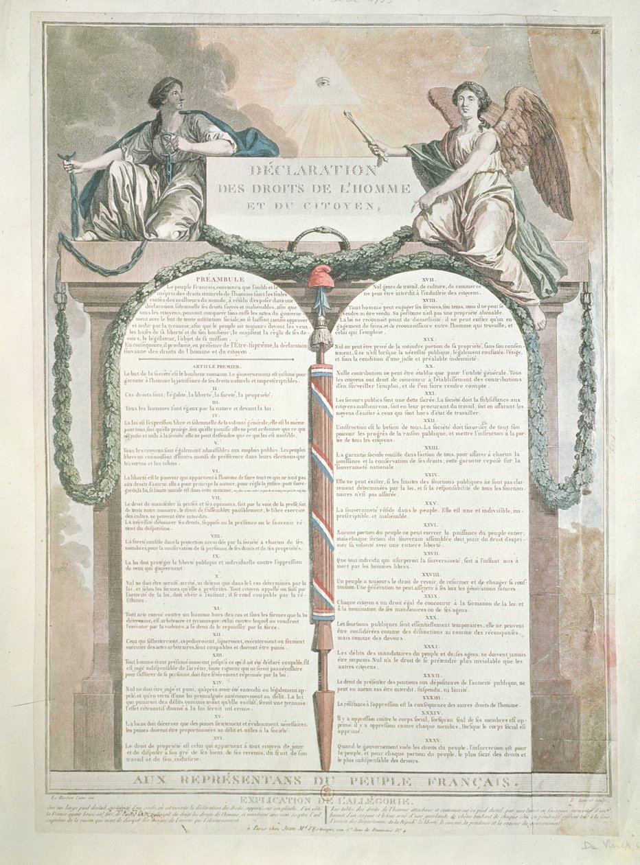 Verklaring van de Rechten van de Mens, 10 augustus 1793 door French School