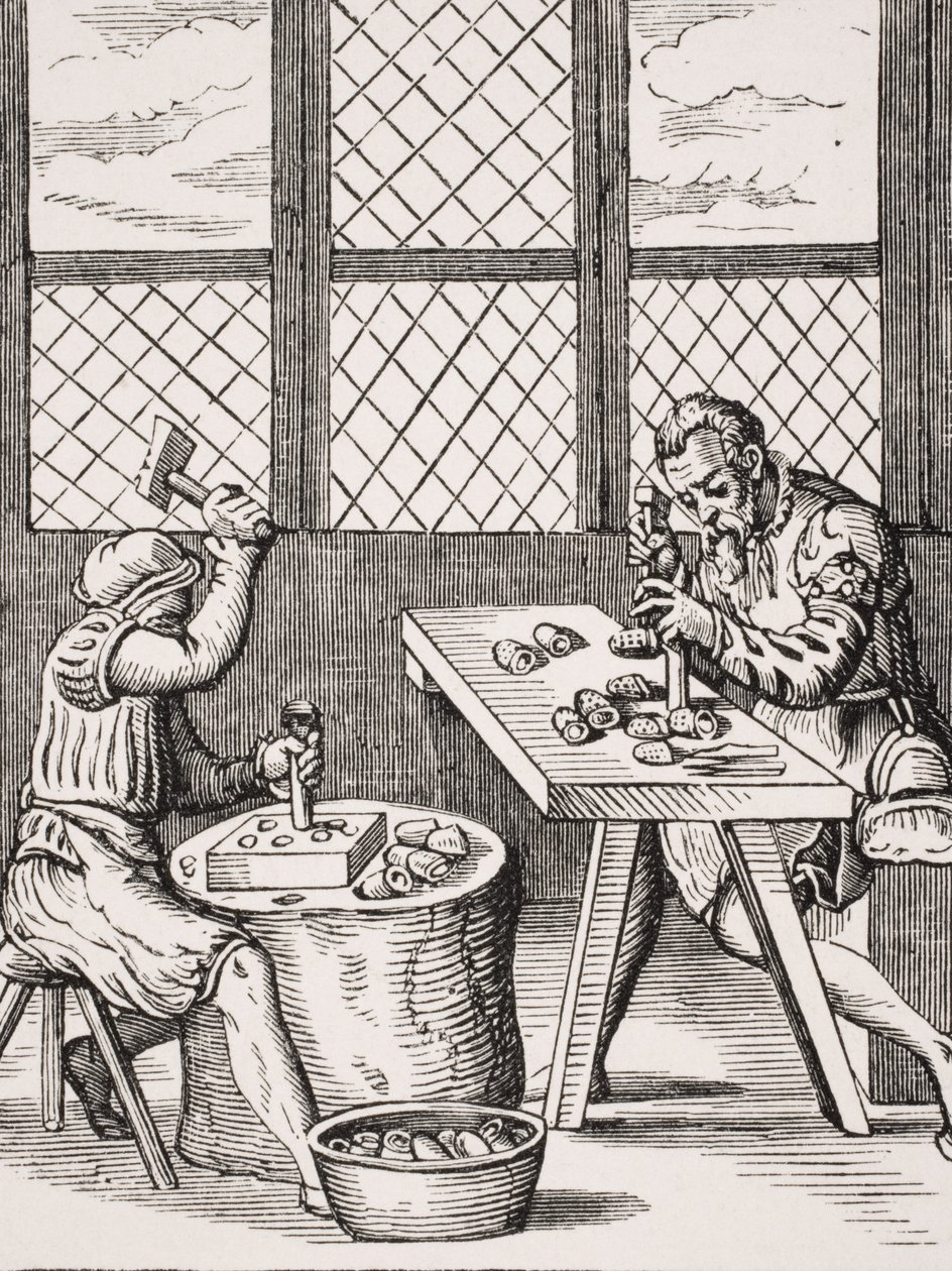 Dobbelsteenmaker, reproductie van een houtsnede door Jost Amman uit 