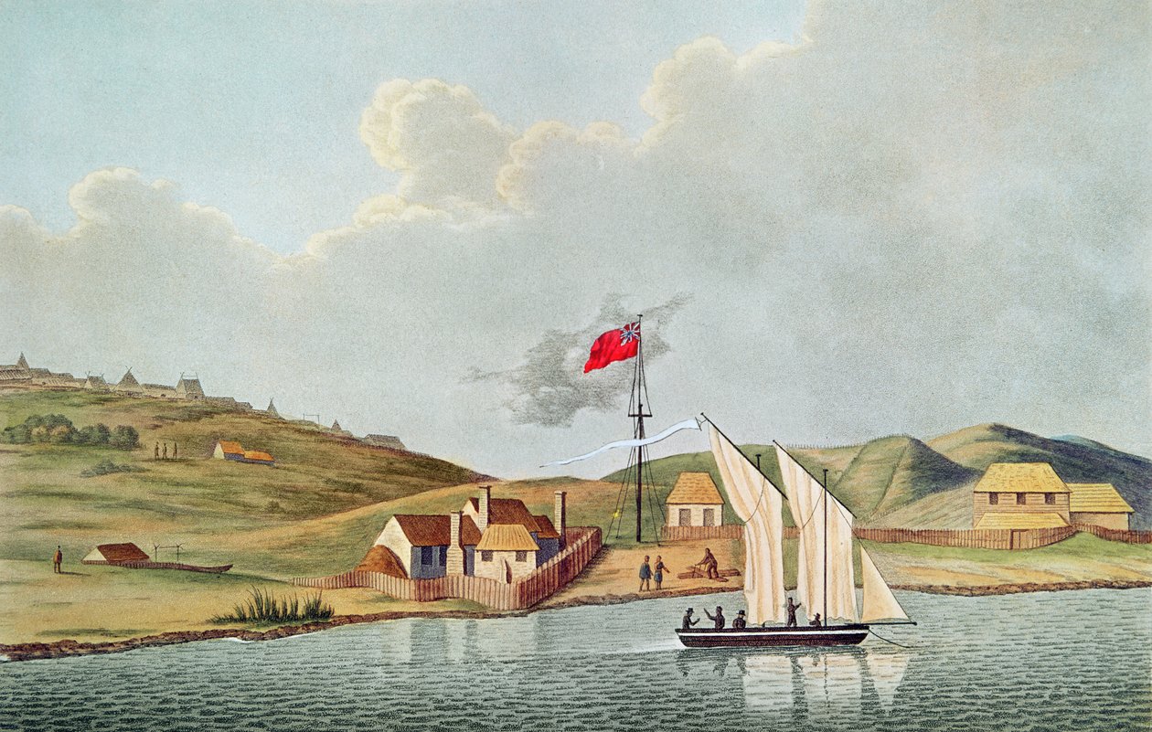 Engelse missionarissen in Kidikidi, Nieuw-Zeeland, uit 