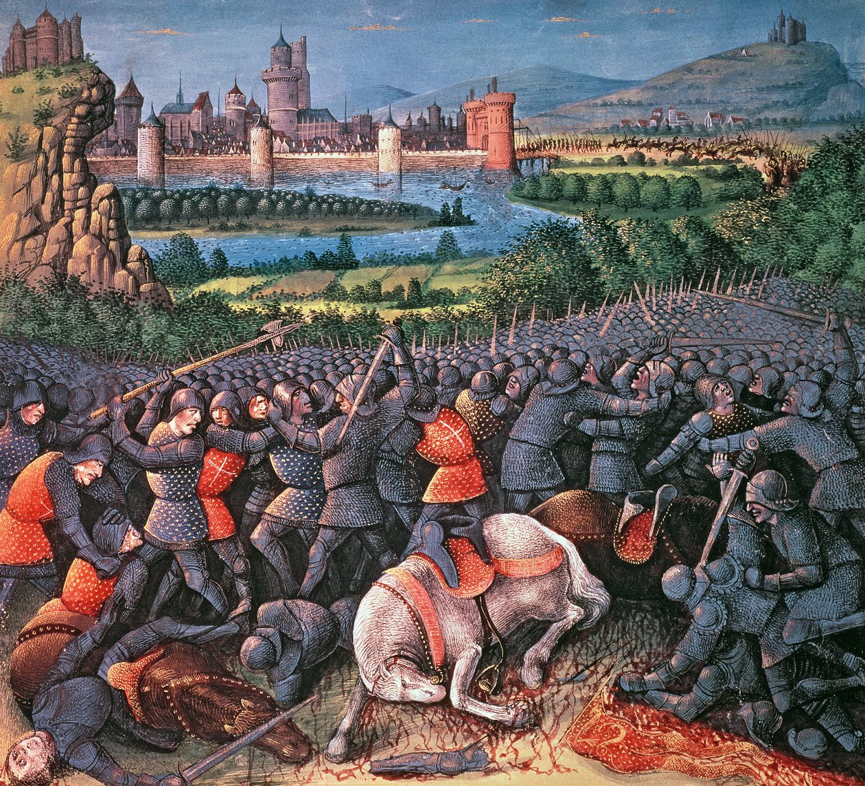 Slagveld, uit Passages faits Outremer geschreven door Sebastian Marmoret, c.1490 door French School