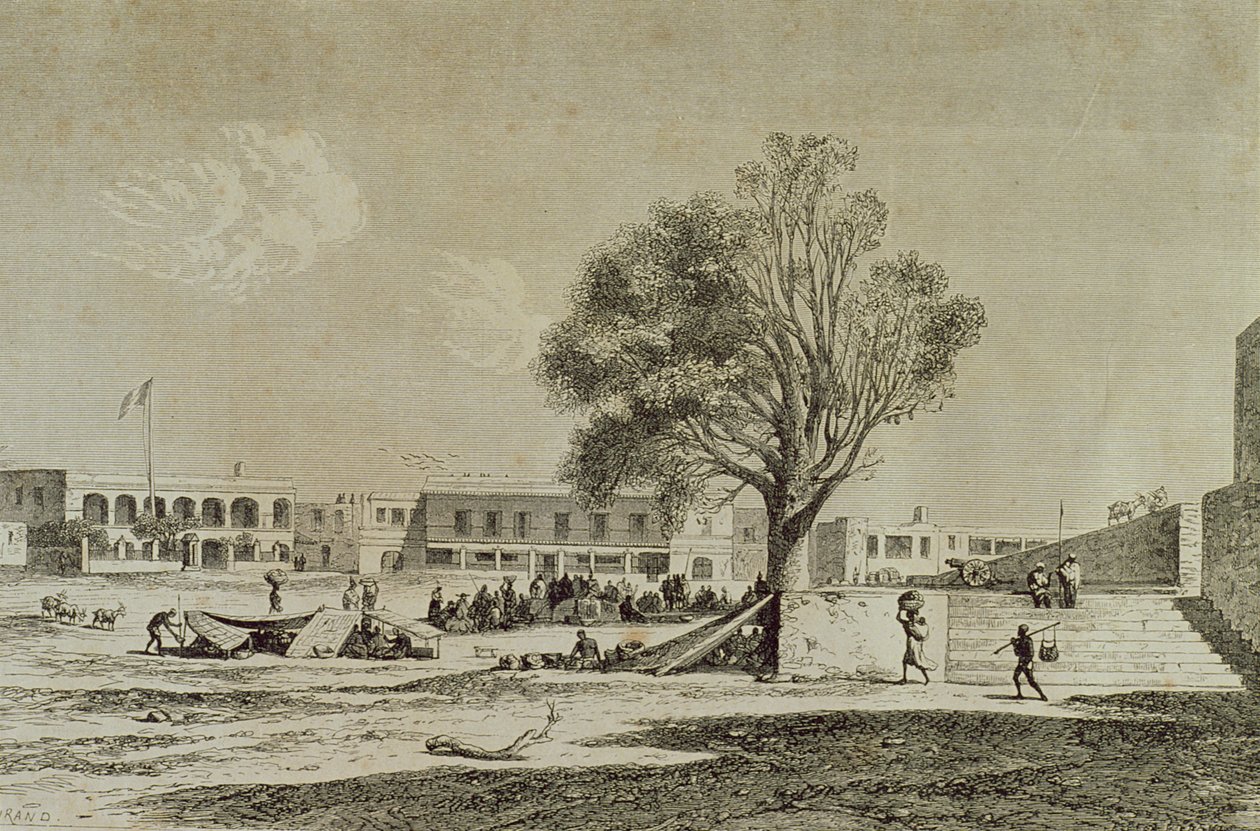 Goree-eiland, Senegal, in de jaren 1860, gegraveerd door Charles Maurand door French School