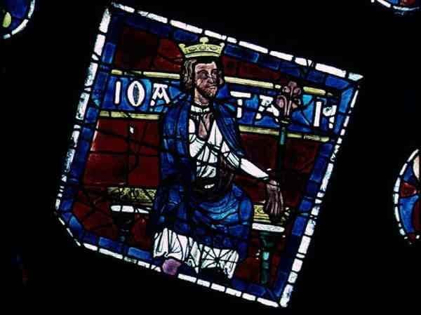 Koning Joath (detail) uit het noordelijke roosvenster, ca. 1223 door French School