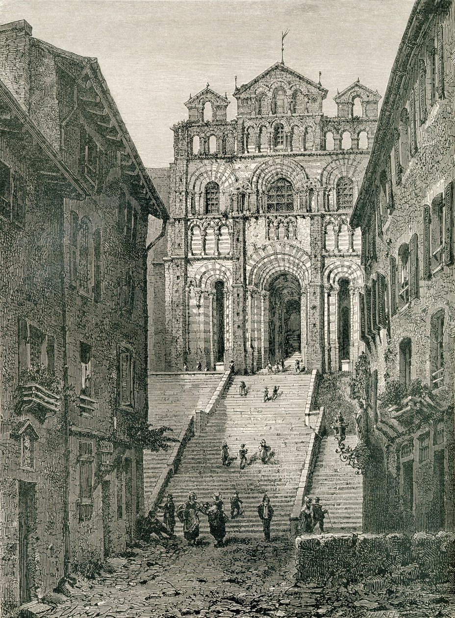 Kathedraal van Le Puy, Le Puy-en-Velay, Auvergne, in de 19e eeuw, uit 