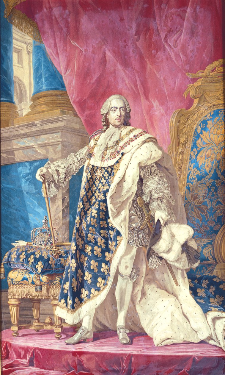 Lodewijk XV (1710-74) in kroningsgewaden door French School
