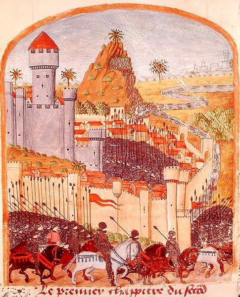 Ms 1335 fol.22 Overgave van het Kasteel van Celaenae in 333 v.Chr., uit Vie d