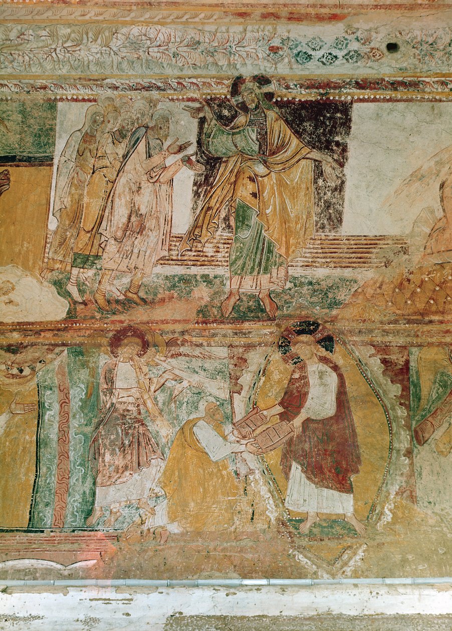 De ark van Noach en Mozes met de tafelen van de wet, uit het schip, ca.1100 door French School