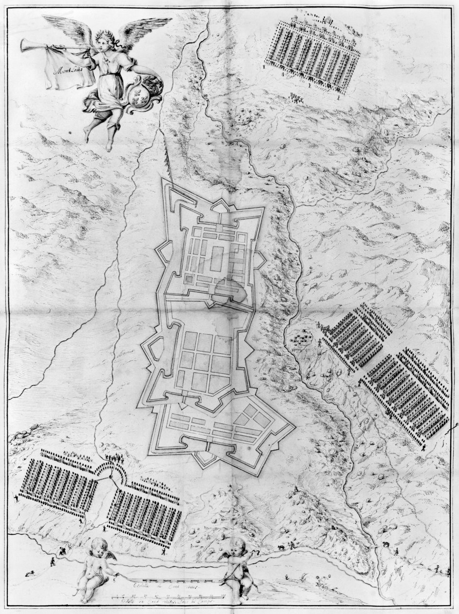 Plan en kaart van de stad en citadel van Mont-Louis door French School