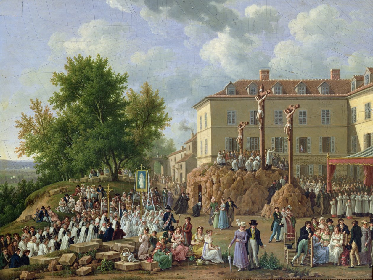 Religieuze Processie naar Mont Valerien, 1819 door French School