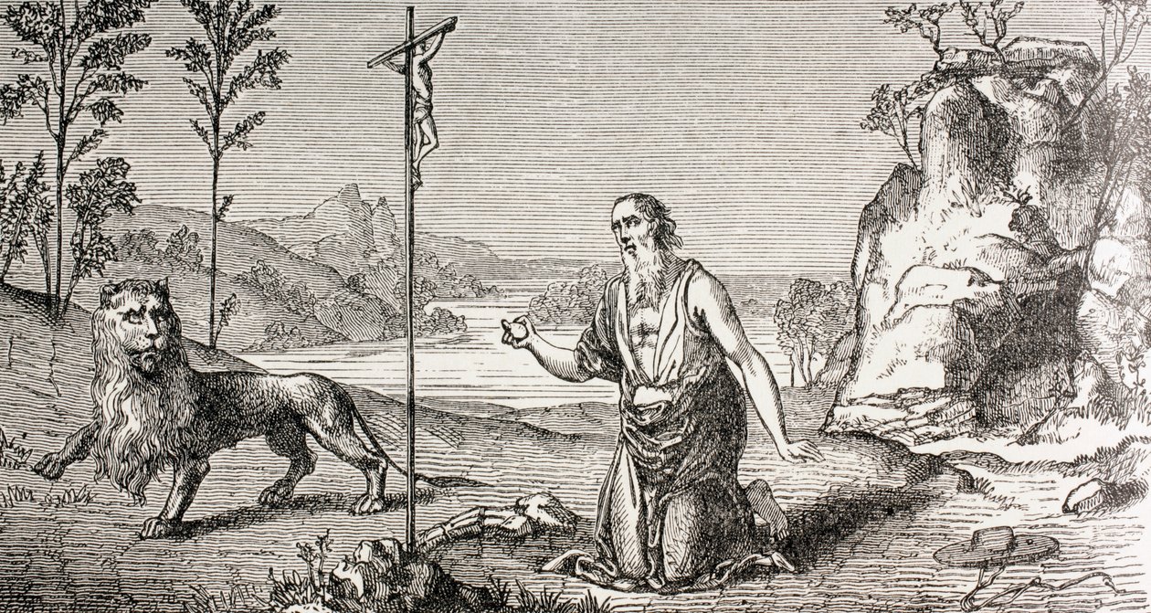 St. Jerome in de woestijn van Chalcis, uit 