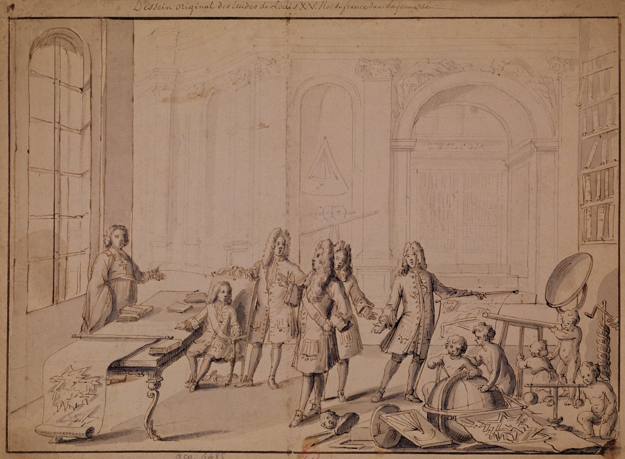 Studie voor een Les aan de Jonge Lodewijk XV (1710-74) door French School