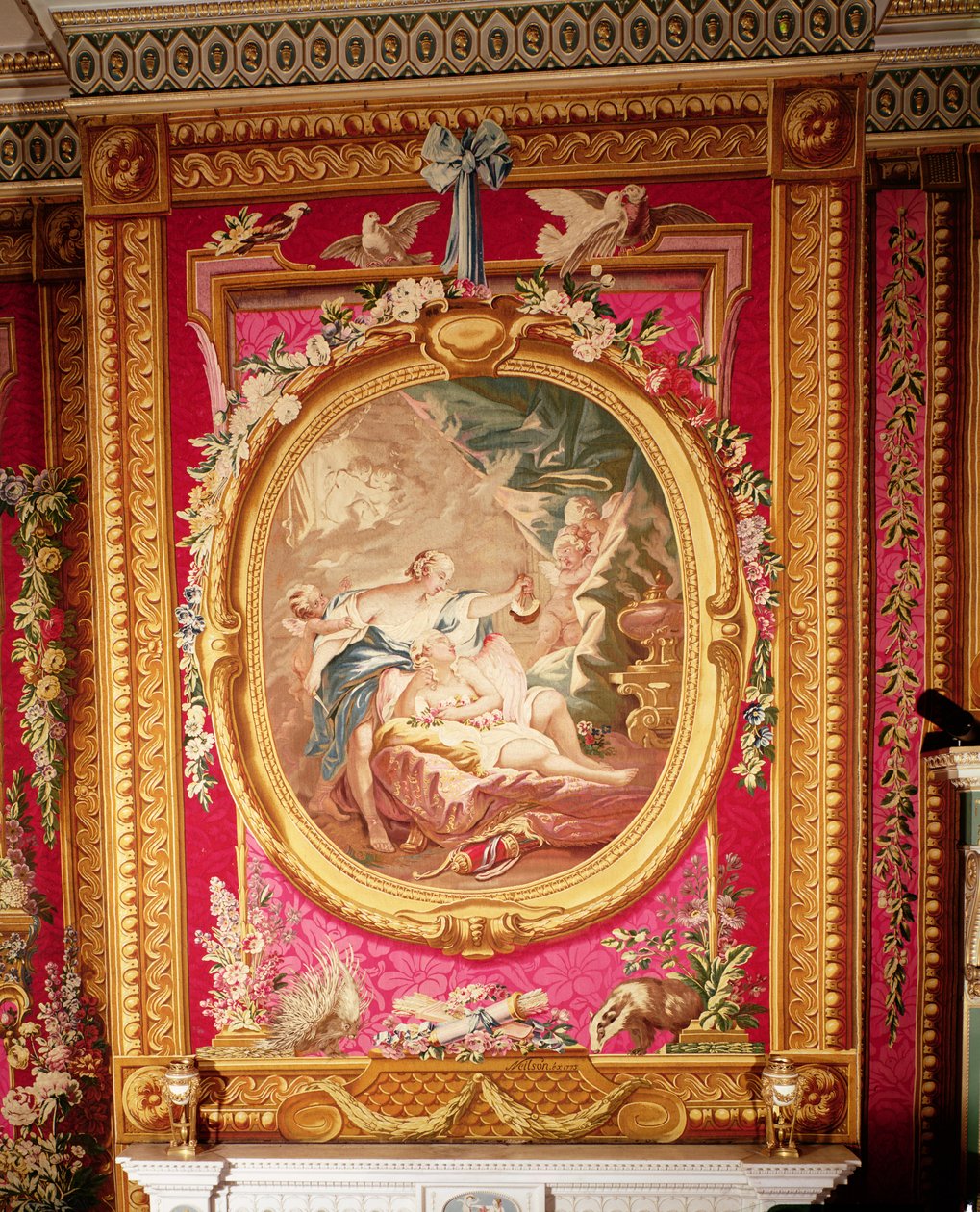 Tapijt paneel met afbeelding van Cupido en Psyche, Gobelins fabriek, 1775 door French School