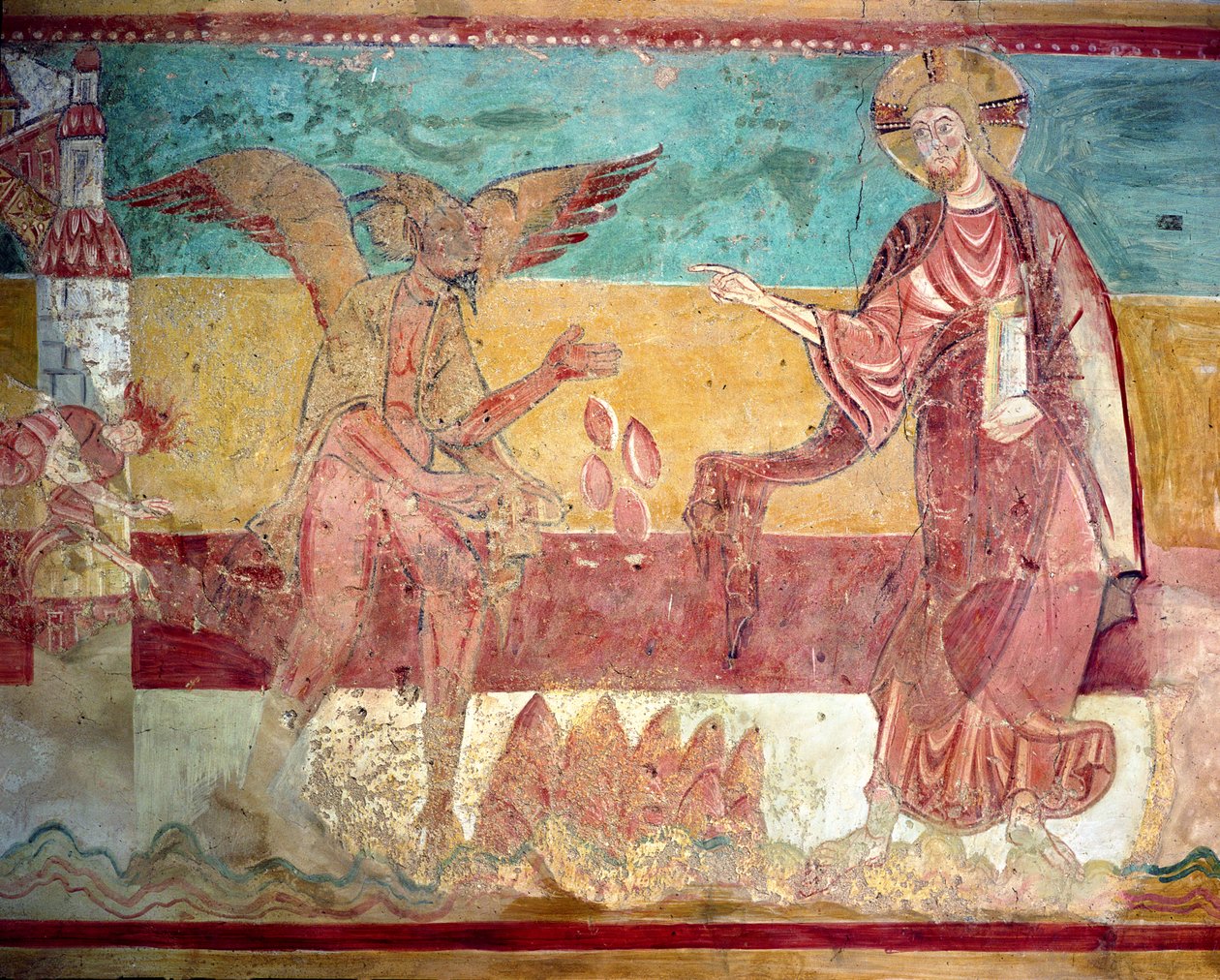 Verleiding van Christus in de woestijn door de duivel, 12e eeuw door French School