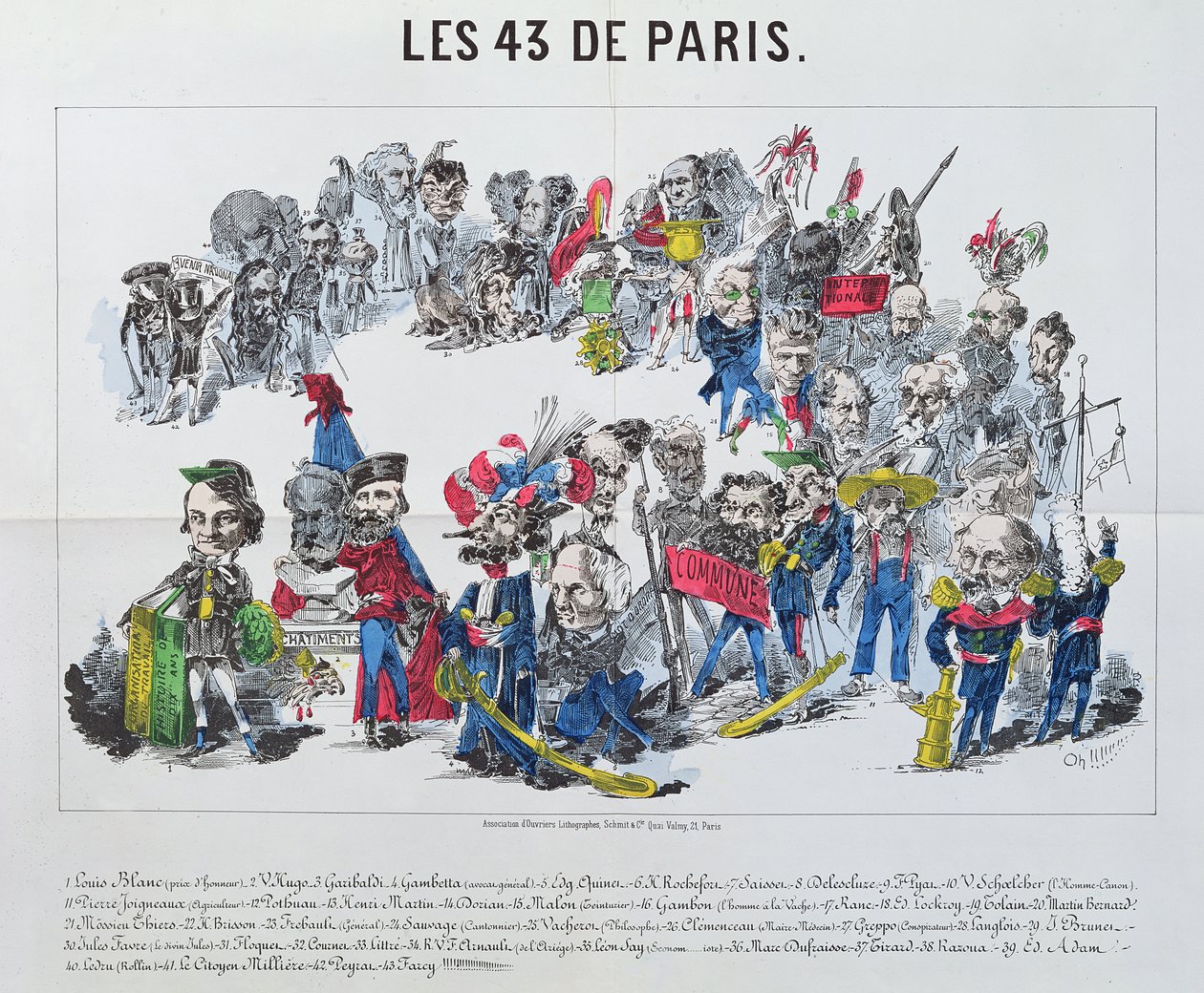 De Drieënveertig Gekozen Vertegenwoordigers van Frankrijk, karikatuur van de verkiezing van 8 februari 1871 door French School
