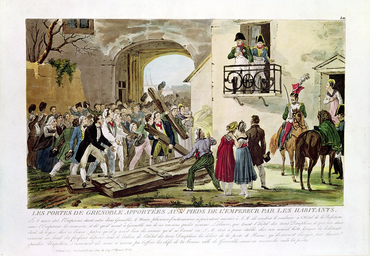 De Inwoners die de Poorten van Grenoble aan de Voeten van de Keizer Leggen, 6 maart 1815 door French School