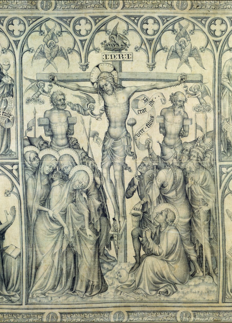Het Parement van Narbonne, detail van de kruisiging, c.1375 (detail) door French School