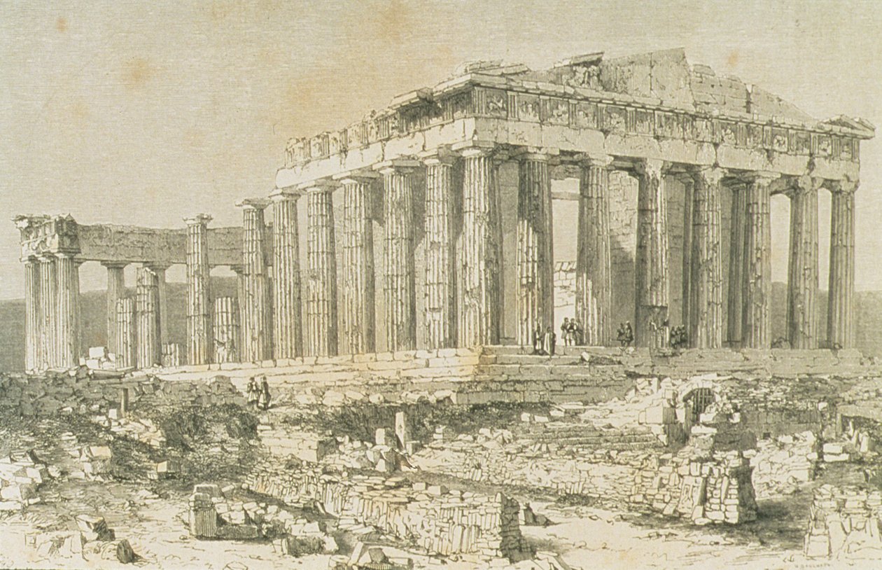 Het Parthenon, Athene, in de jaren 1860 door French School