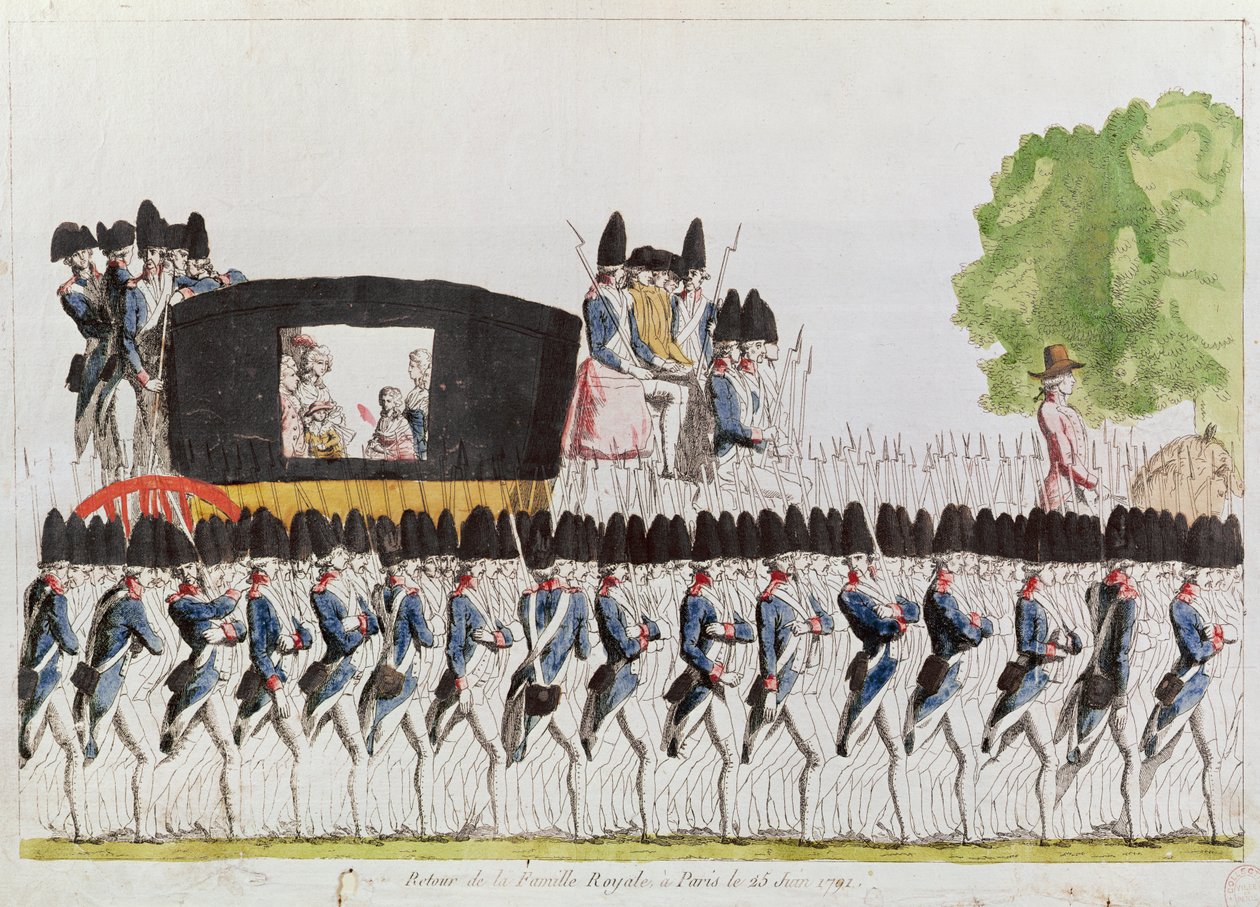 De terugkeer van de koninklijke familie naar Parijs, 25 juni 1791 door French School