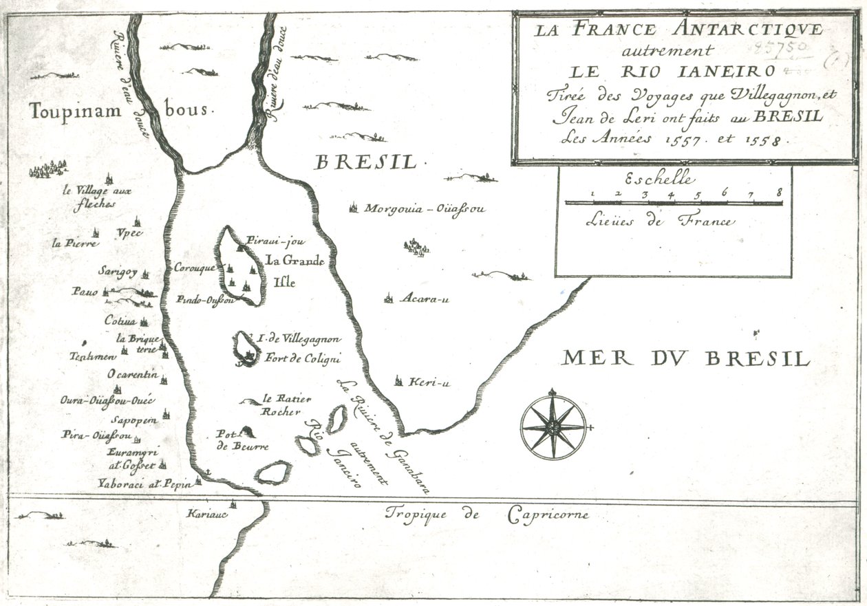 De Rio Ianeiro, uit de reizen van Villegagnon en Jean le Leri in Brazilië 1557-1558 door French School
