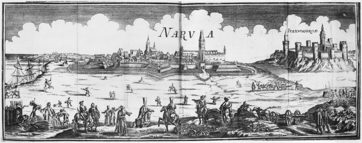 Het Russische leger belegerde Narva in 1700 door French School