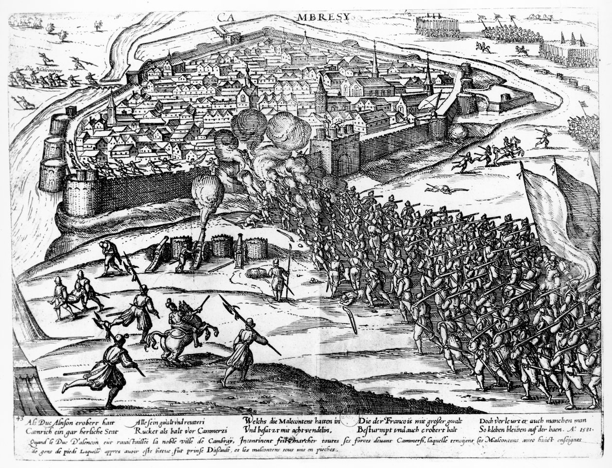 Het Beleg van Cambrai, september 1581 door French School