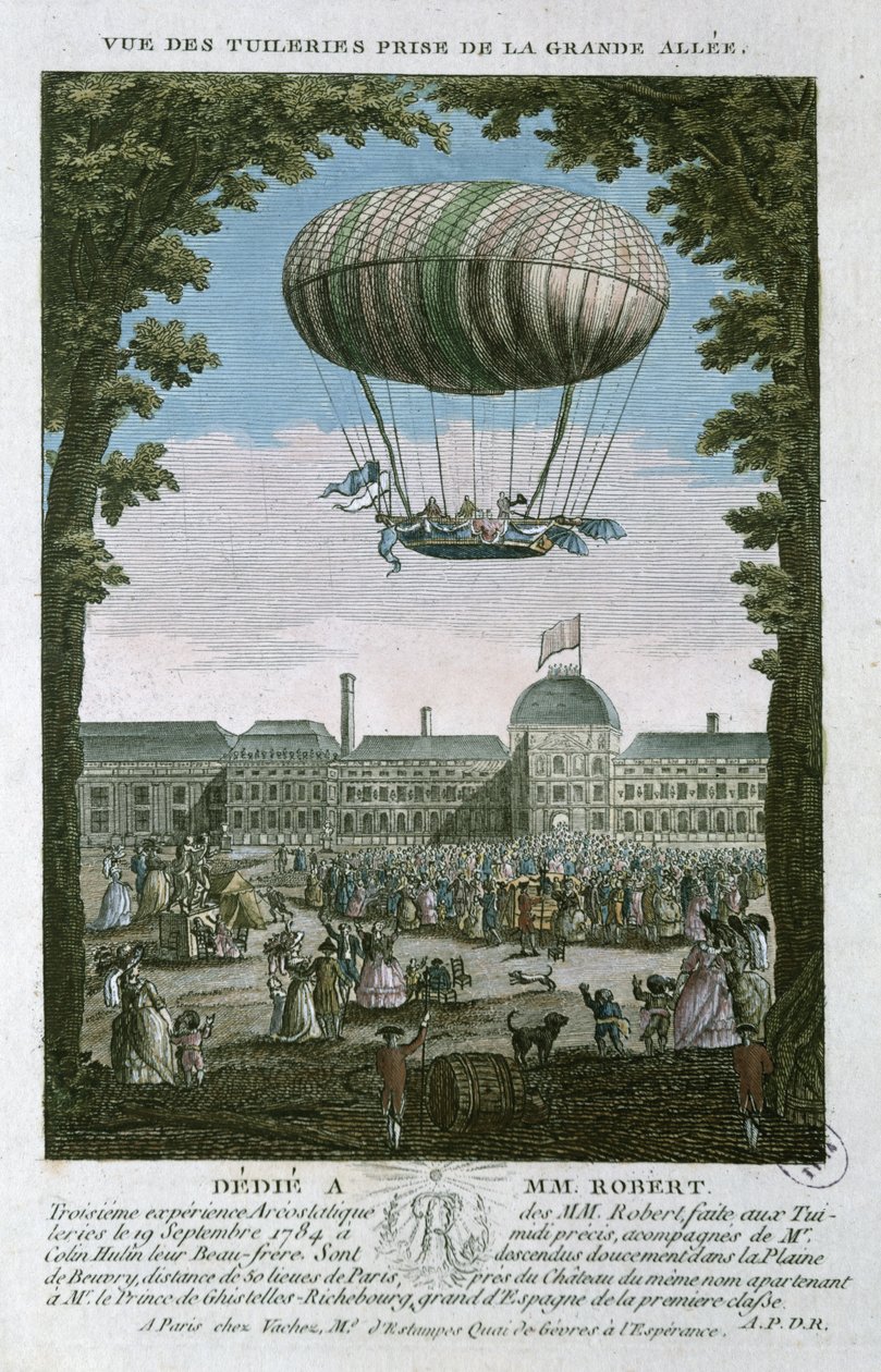 De Derde Vlucht van Nicholas Robert (1761-1828) en zijn Broer uit de Tuilerieën, 19 september 1784 door French School