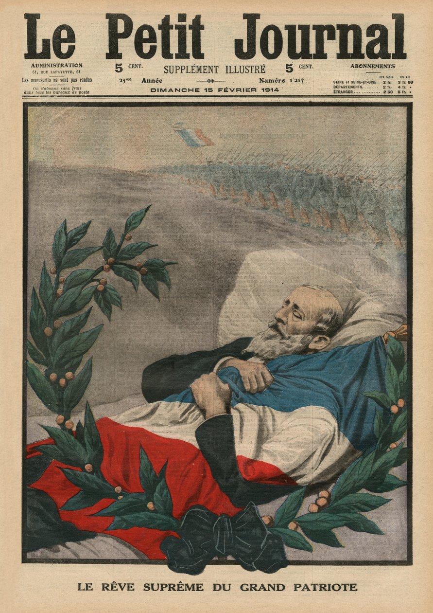 De laatste droom van de grote patriot, Paul Deroulede, voorpagina illustratie uit 