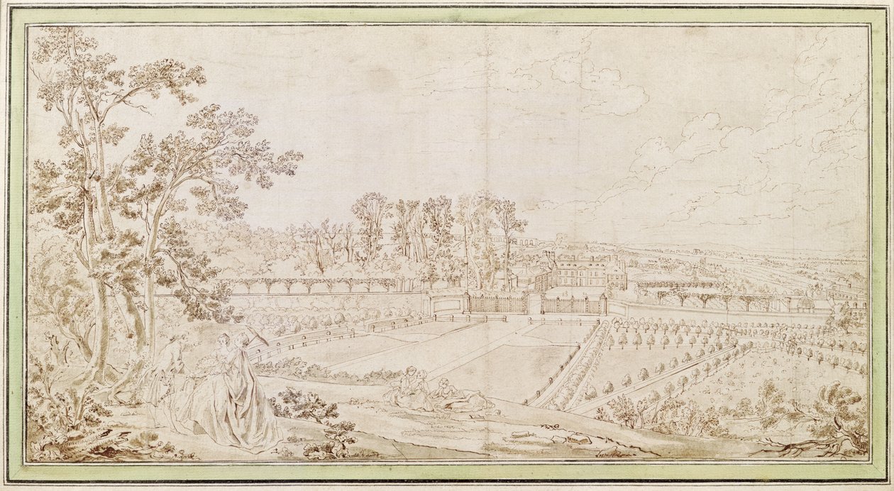 Uitzicht op het Kasteel van Celle-Saint-Cloud door French School